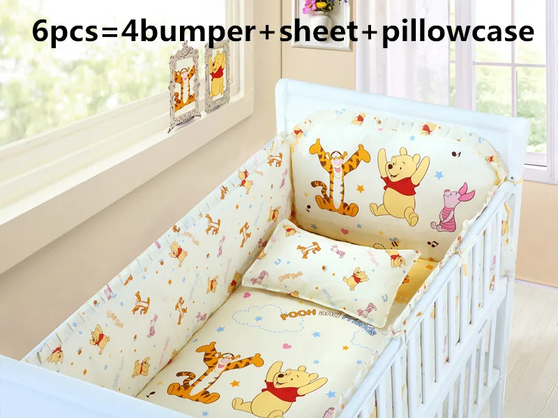 

Promotion! 6PCS dot baby bedding products bedding sets cot set crib bumper bed sheet (4bumpers+sheet+pillow cover)