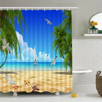 

Coconut&Starfish Shower Curtains Waterproof Women Bathroom Products showers curtain Polyester Fabric Merchandises betty boop A8G