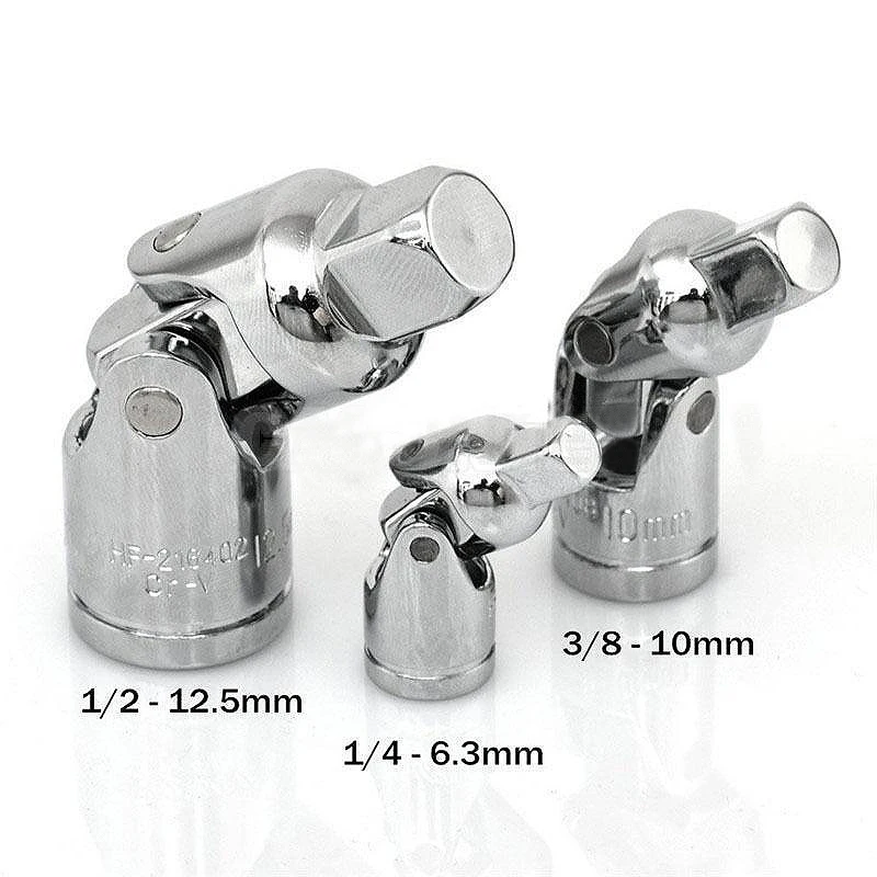360 Degree Rotary Head Ratchet Wrench Socket Adapter Extension Bar Universal Joint Set 1/4" 3/8" 1/2" Durable