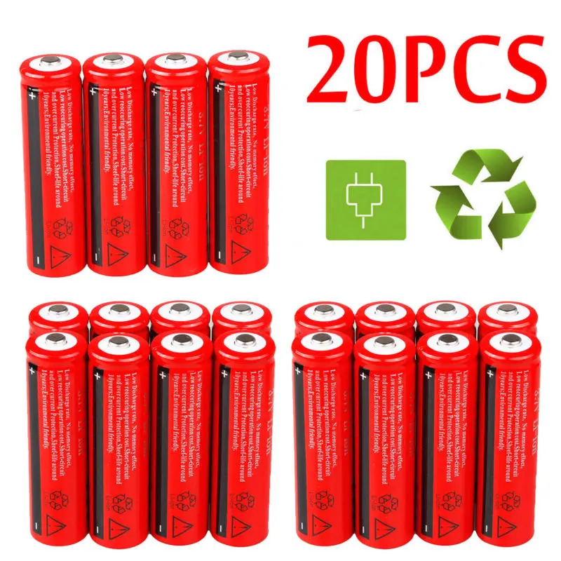 

20PC 18650 Rechargeable Li-ion Battery 3000mah 3.7V For Led Flashlight