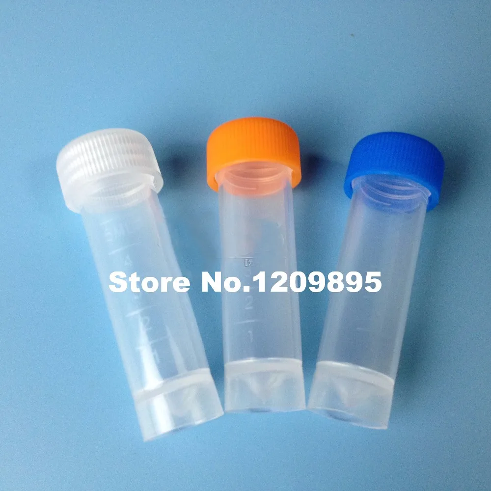 200pcs/lot 16mm*59mm 5ml plastic cryovial Laboratory Cryogenic Vials Screw cap with Silica gel