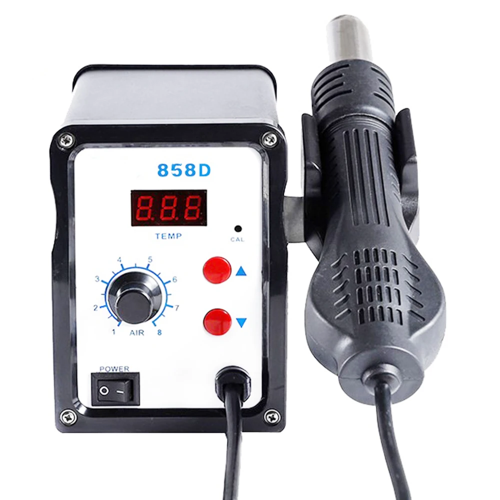 

858D Rework Solder Station Heat Gun 220V 700W EU Plug Electric Soldering Welding Reapir Hot Air Gun Digital