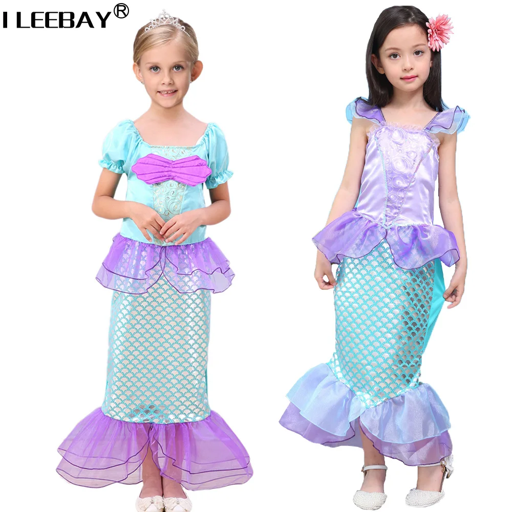 2018 Աղջիկներ ջրահարս զգեստներ Փոքրիկ ջրահարս Fancy Princess Ariel Cosplay Հելոուին / Սուրբ Ծննդյան զգեստներ Երեխաների փոքրիկ հագուստ