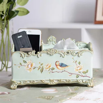

receive a case adornment tissue box resin multi-function remote control smoke box Europe type restoring ancient ways