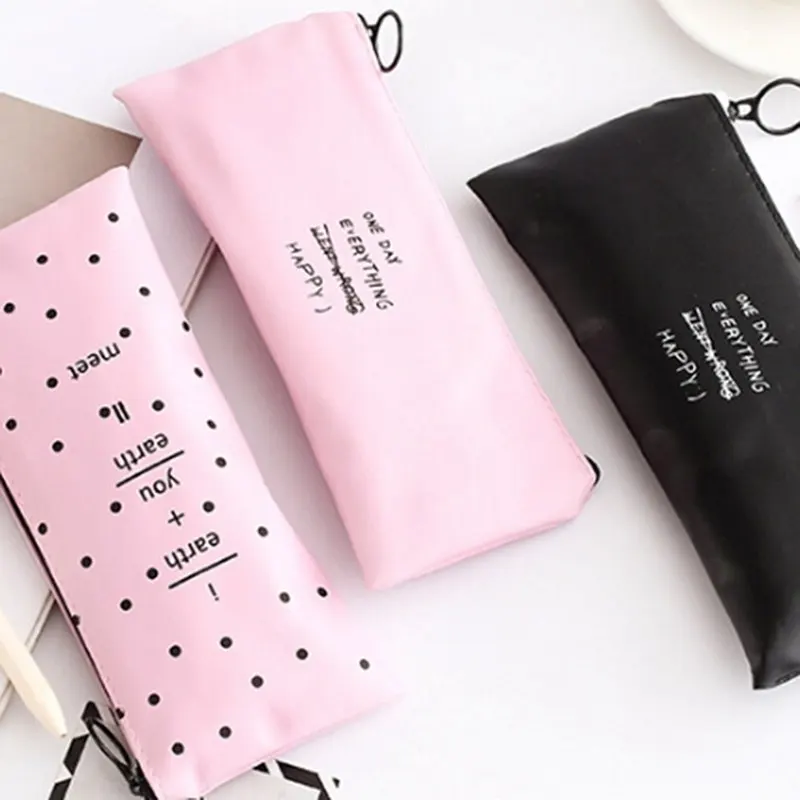 Make Up Bag Gift Drop Shipping Kawaii Black White Girls Women Cute Pink Black Coin Key Cases Dot Pu Leather