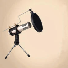 2 в 1 Мини микрофон Стенд Настольный Штатив Запись микрофон держатель с микрофоном Клип ветрового стекла фильтр Поп фильтр для пения