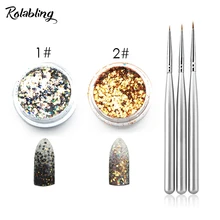 Rolabling набор кистей для дизайна ногтей, блестящая пудра для УФ-геля, гелевая ручка для ногтей, кисть для рисования, пылезащитный набор, набор для маникюра
