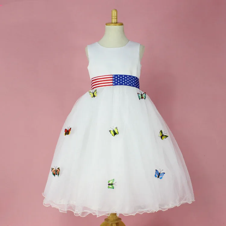 

butterfly Teenagers Kids Girls Wedding Long Dress elegant Princess Party Pageant Christmas Formal Sleeveless Dress Clothes