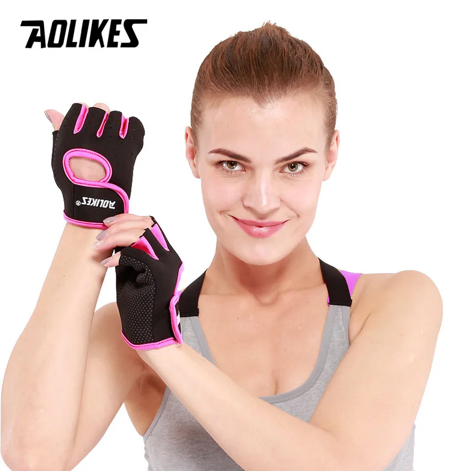 1Pair Men & Women Training Gym Gloves Body Building Sport Fitness Gloves Exercise Silicone Anti-slip Weight Lifting Gloves