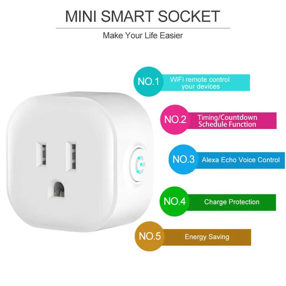 2 шт. WiFi Smart Беспроводной Разъем smart Plug Wi-Fi с поддержкой мини Розетки умная розетка Управление Ваш Электрический дэвов m.16