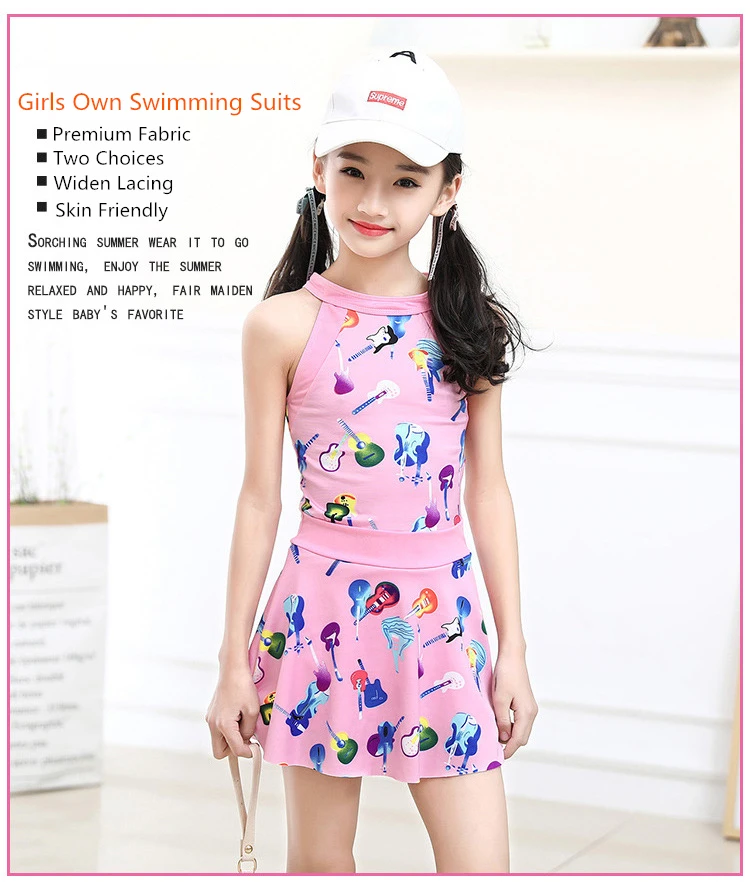 Детские купальные костюмы летнее цельное/двухсекционное платье принцессы с принтом для девочек, красивое эластичное дышащее быстросохнущее купальное платье