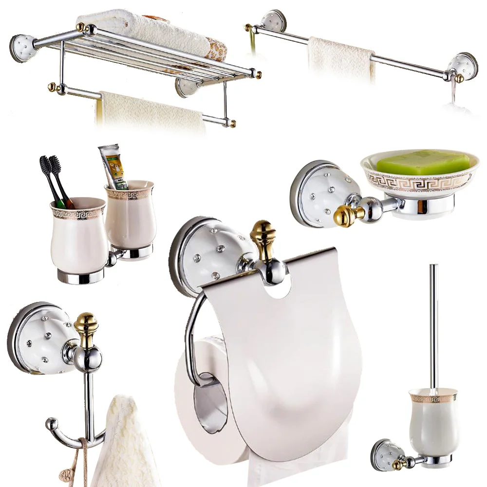 Набор аксессуаров для ванной комнаты из латуни и серебра набор с бриллиантами