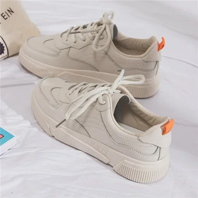 New Spring Women Sneakers Fashion Casual Shoes Woman Comfortable Breathable Flats Female Platform Sneakers Chaussure Femme - Цвет: Beige