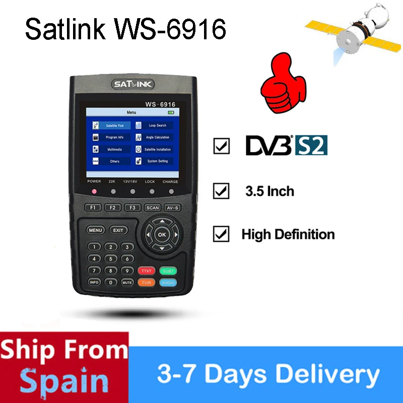 

SATXTREM Satlink WS-6916 HD DVB-S2 High Definition Satlink 6916 Satellite Finder 3.5 inch MPEG-2/MPEG-4 WS-6916 Satellite Meter
