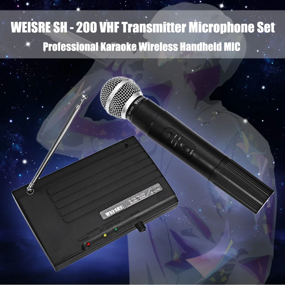 WEISRE SH-200 профессиональный микрофон 2 канала беспроводной карманный УКВ передатчик микрофон набор для студии караоке радио