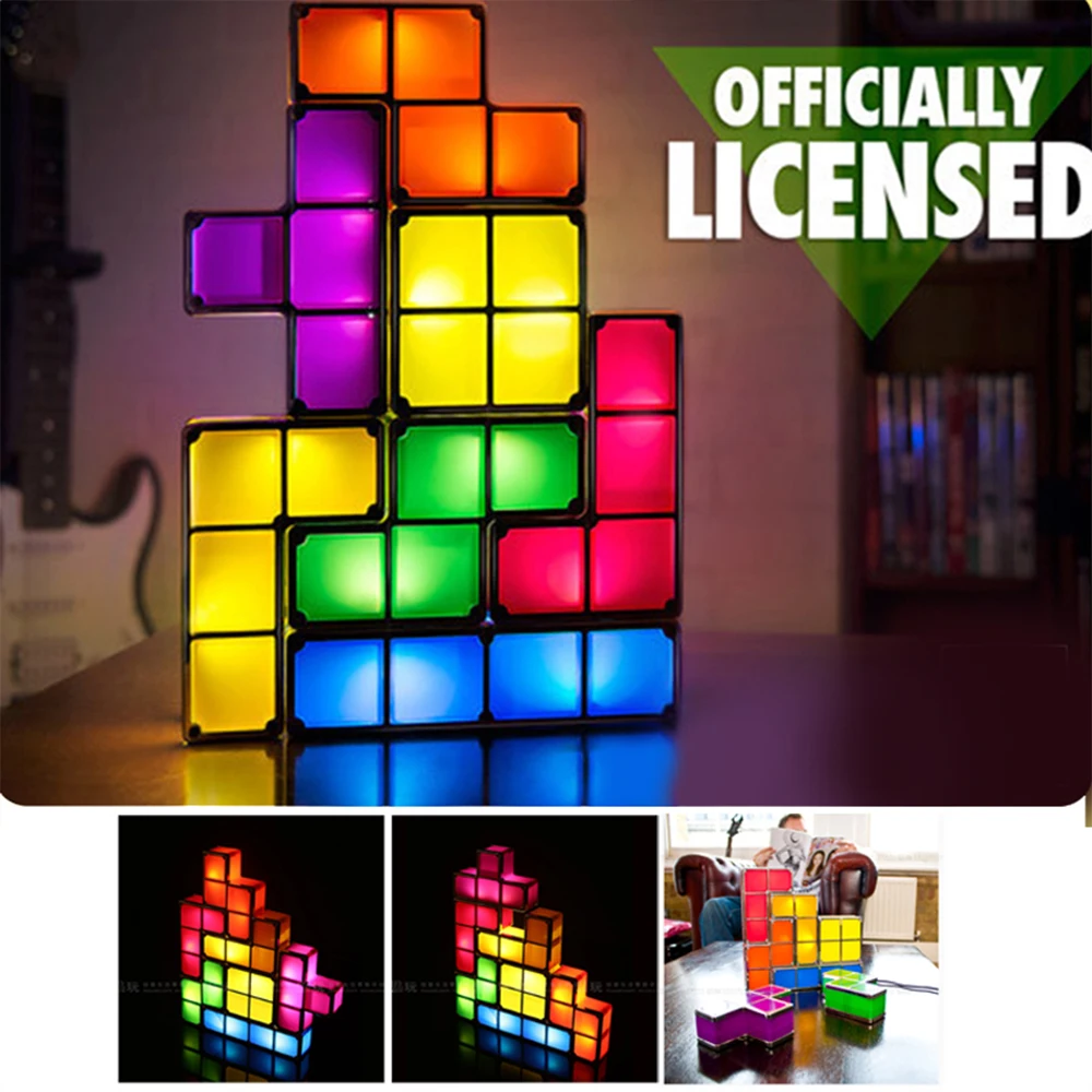 Fashion Night Light DIY Puzzle Decorate LED Light Tetris Block Full Contact LED Night Light Romantic Novelty Lamp for Baby Gift