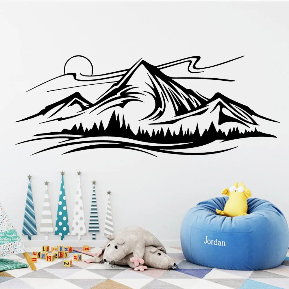 

New Mountain Landscape Wall Stickers For Living Room Home Bedroom Wall Decals Decoration Removable Mural