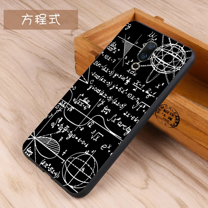 

FOR Meizu 16th plus 16th cartoon soft silicon phone case cover Black boder Mathematical equation 16thplus 16th case
