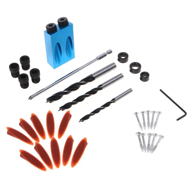 

Angle Pocket Hole Jig Kit 6/8/10mm Drill Bit Guide Wood Drilling Hole Puncher Locator For Household DIY Woodworking Tools New
