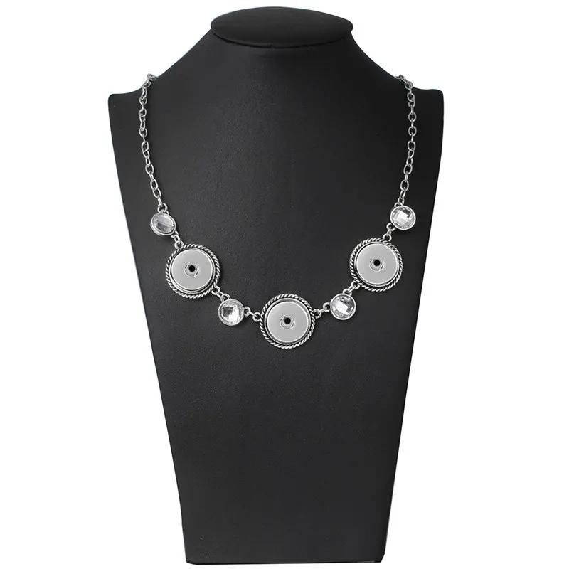 

New Styles Rhinestone Snap Jewelry 18mm Three Button Necklaces & Pendants Snap Jewelry DIY Jewelry For Women Men Gift ZG306