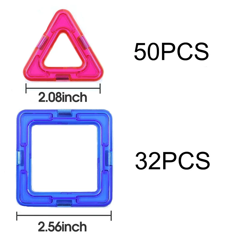 Большой размер, магнитные дизайнерские блоки, треугольные квадратные кирпичи, Обучающие кирпичи, Магнитный конструктор, строительные блоки, игрушки, подарок для детей - Цвет: 82PCS