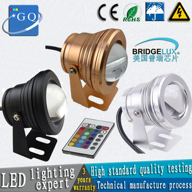 

10W Led underwater light RGB AC DC12v Warm cold white led fountain pool light pond swimming light colorful lamp