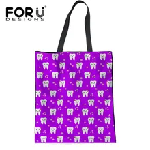 FORUDESIGNS мультфильм милый стоматолог узор сумки для Для женщин Многоразовые дамы Холст покупатель хлопка сумки женские экологичная, вместительная сумка