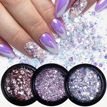 11 коробок блеск для ногтей смешанный шестигранный блестящий порошок Блестки для голографические наклейки для ногтей хлопья Spangle Дизайн ногтей украшения LADH01-11-1