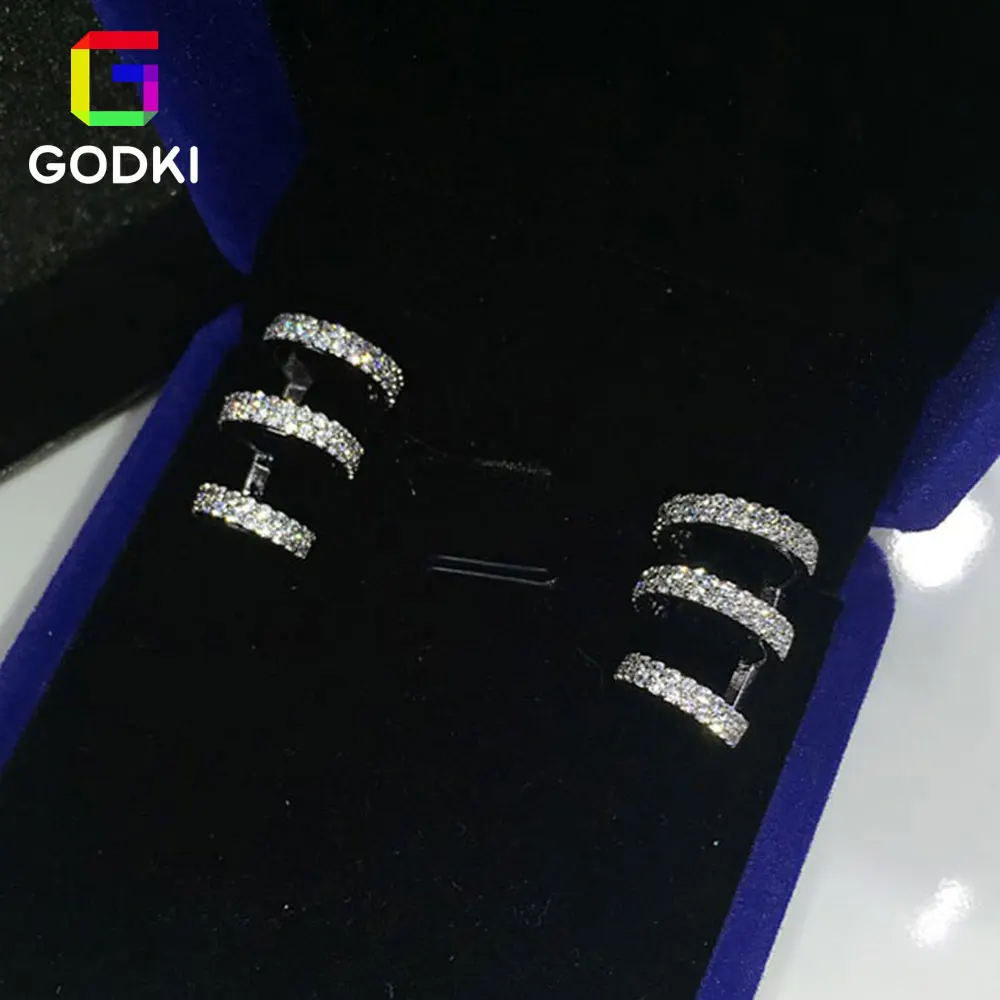 

Luxury Double Sided Leaf Sectore Mirco Pave AAA Cubic Zirconia Jewellery Wedding Jacket Stud Earring