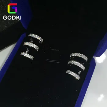 

Luxury Double Sided Leaf Sectore Mirco Pave AAA Cubic Zirconia Jewellery Wedding Jacket Stud Earring