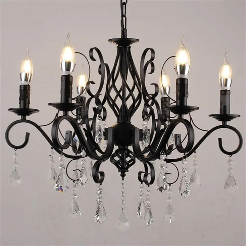 Whole Large Black Chandelier From China European Large Modern Chandelier Crystal Lighting Led Chandeliers Clear Black Iron Hanging Lights For Home