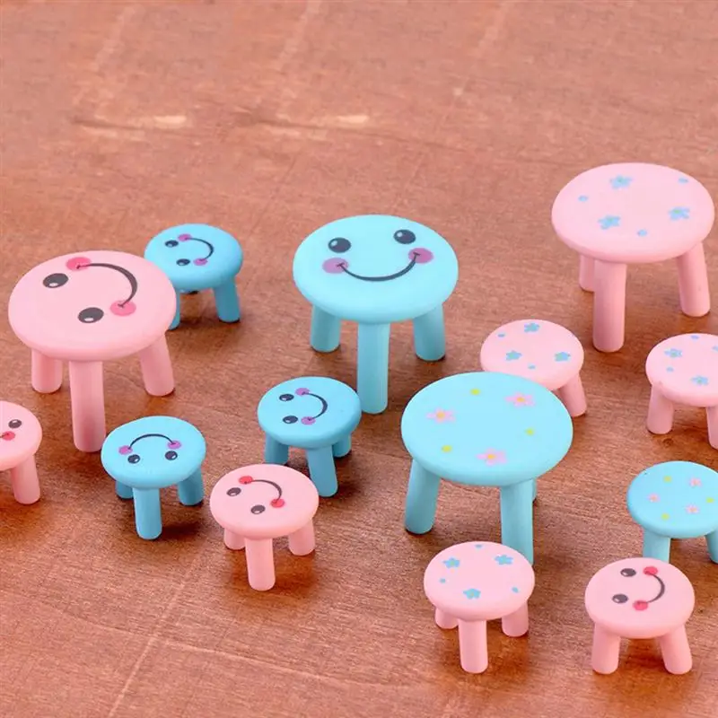 

3pcs Sweet Pink Blue Resin Micro Chairs Craft Landscape Garden Decoration Bonsai Decor Figurines Tiny Ornaments For Fairy World