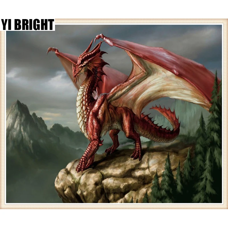 

Full Square/Round Drill 5D DIY Diamond Painting "Red Dragon" Embroidery Cross Stitch Fantasy Creature Mosaic Home Decor GT
