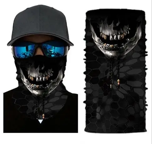 GPFORTYSIX Multifunctional Seamless 3D print Balaclava Tube Motorcycle Neck Face Mask Scarf Bicycle Outdoor racing moto Headband - Цвет: Черный