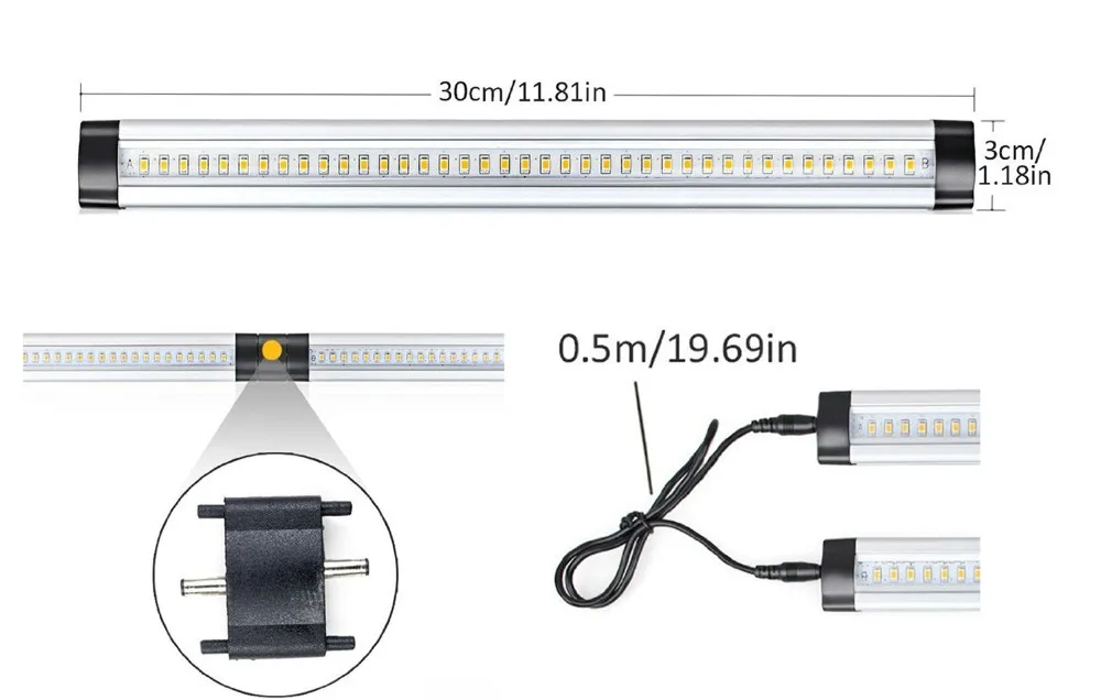 Светодиодный ламповый светильник SMD 2835, мягкий белый, 6*0,3 м* 3 Вт, ЕС, с пультом дистанционного управления(Используйте кнопочный аккумулятор), диммируемая 18 Вт лампочка