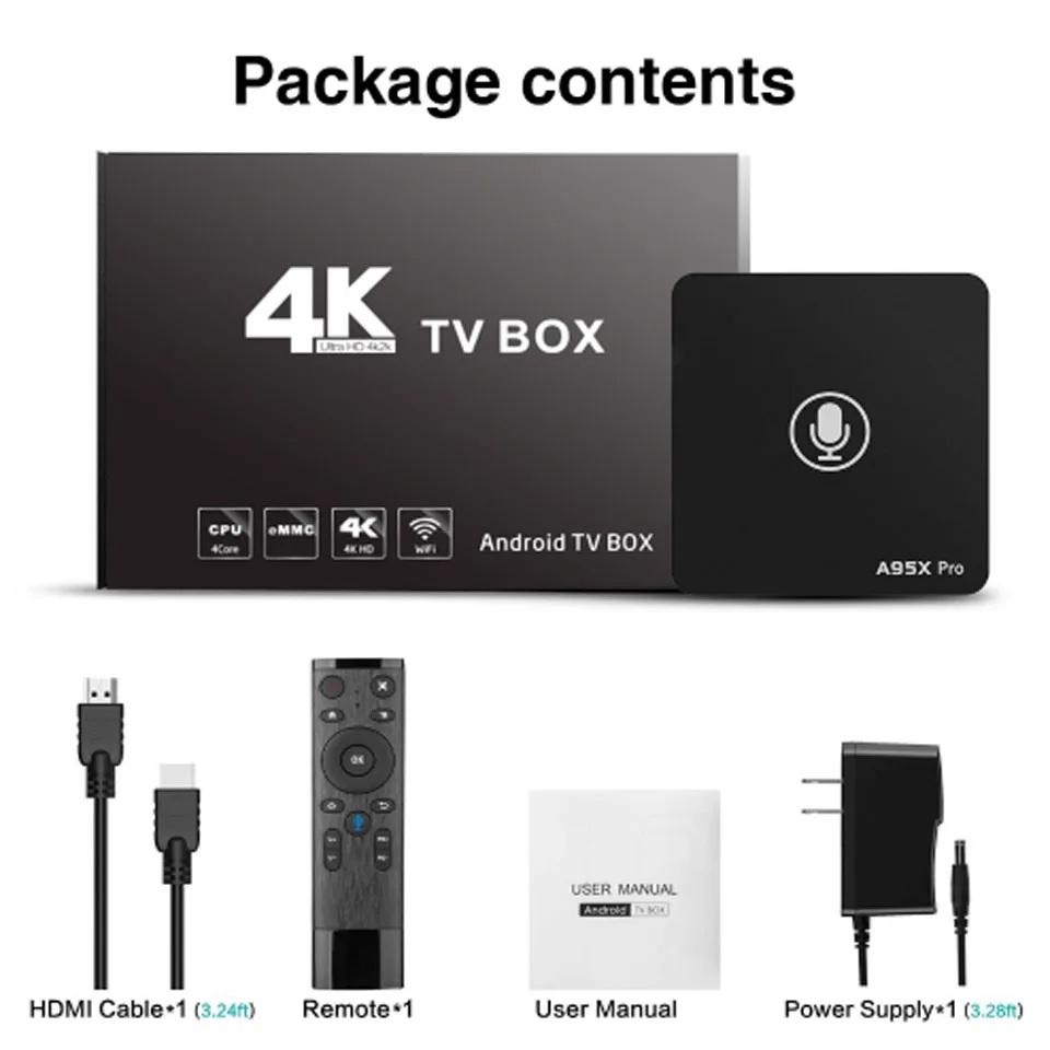 Google tv Box A95X Pro Smart tv Box четырехъядерный процессор Amlogic S905W Android 7,1 tv Box Голосовое управление WiFi LAN HDMI медиаплеер 2G 16G