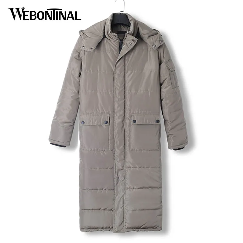 ENWAYEL Autumn Winter Long Jacket Men Parka Hooded Quilted