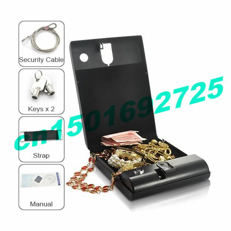 Šperky Box Pistole box Přenosný bezpečnostní Box Výkonný Biometrický otisk prstu Safebox 120 nejlepší dárek