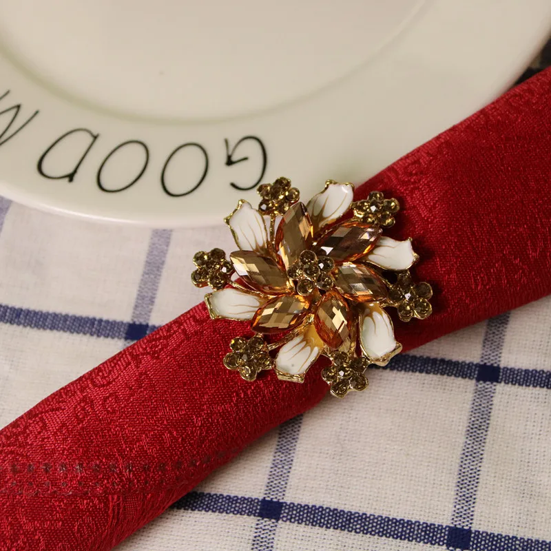 

10PCS luxury napkin ring alloy diamond napkin buckle hotel napkin ring model room napkin buckle