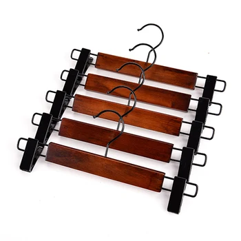 

HIPSTEEN 5Pcs High-grade Solid Wood Retro Skirt Hanger Adult Trousers Organizer with Pant Clips 28cm or 24cm
