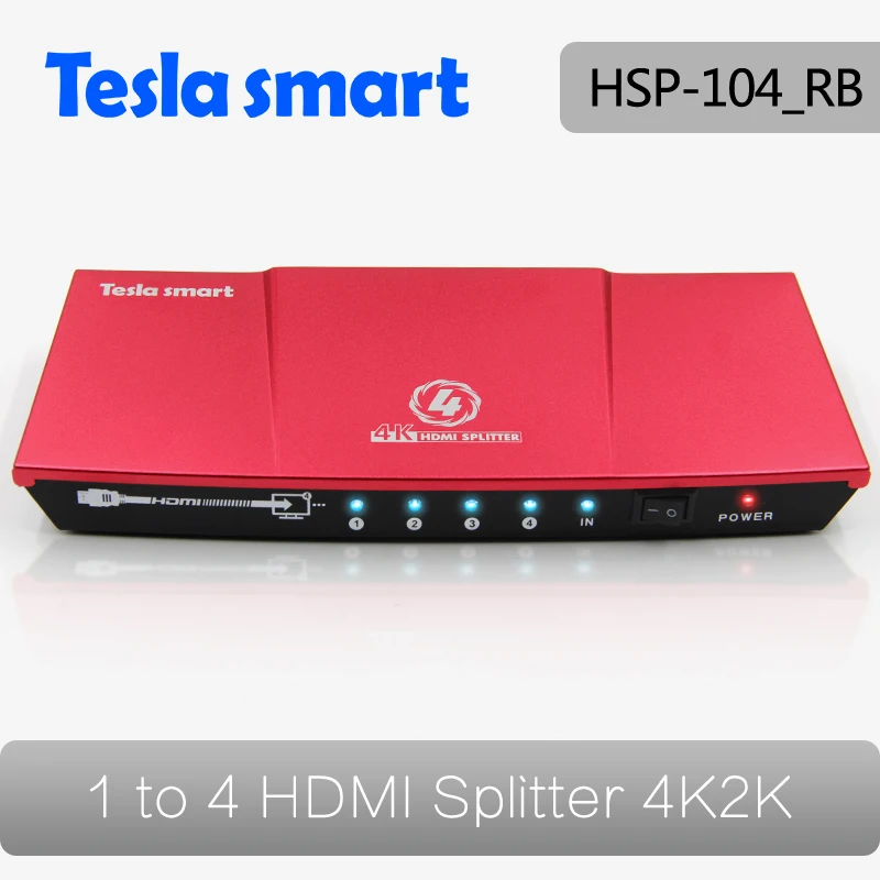 

Tesla smart High Quality 4K(3840*2160) 1080P 3D 4 Port HDMI Splitter 1X4 with Power Adapter HDMI HDTV DVD PS3 Xbox