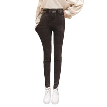 

NORMOV 2019 Fashion Winter Warm High Quality Women Skinny Jeans High Waist Slim Thick Velvet Jeans Casual Stretch Pencil Jeans