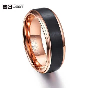 

Foreign Trade Party Ring Round Rose Gold Black Men Rings Tungsten Carbide Wedding Bands Anillos para hombres Ring