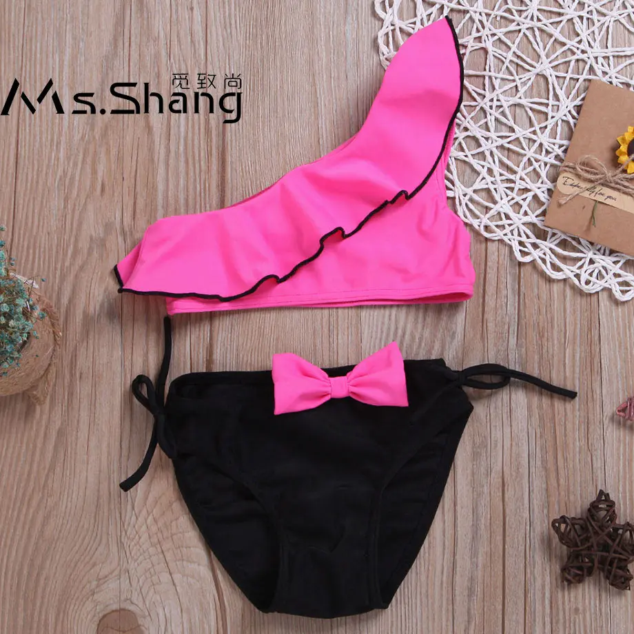

2-9 Year Baby Girl Swimsuit Kids Ruffle Infant Girl Bikini Set Bow Knot Two Piece Children Swimwear Girls Swim Wear Bathing Suit