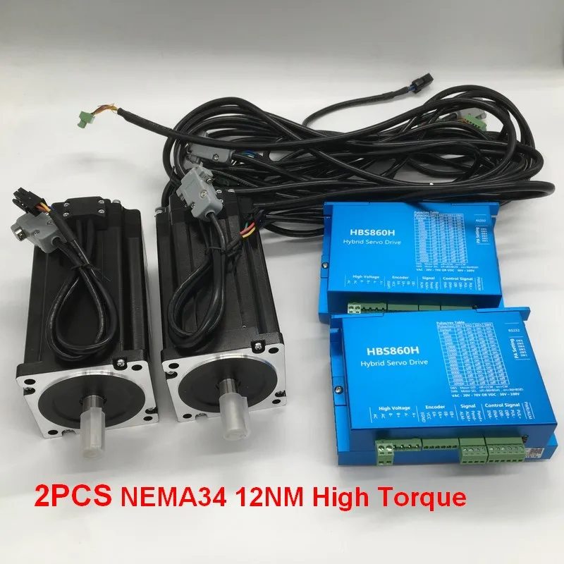 NEMA34 86 мм 12нм 1714Oz in DSP замкнутый цикл гибридный шаговый двигатель и приводной набор