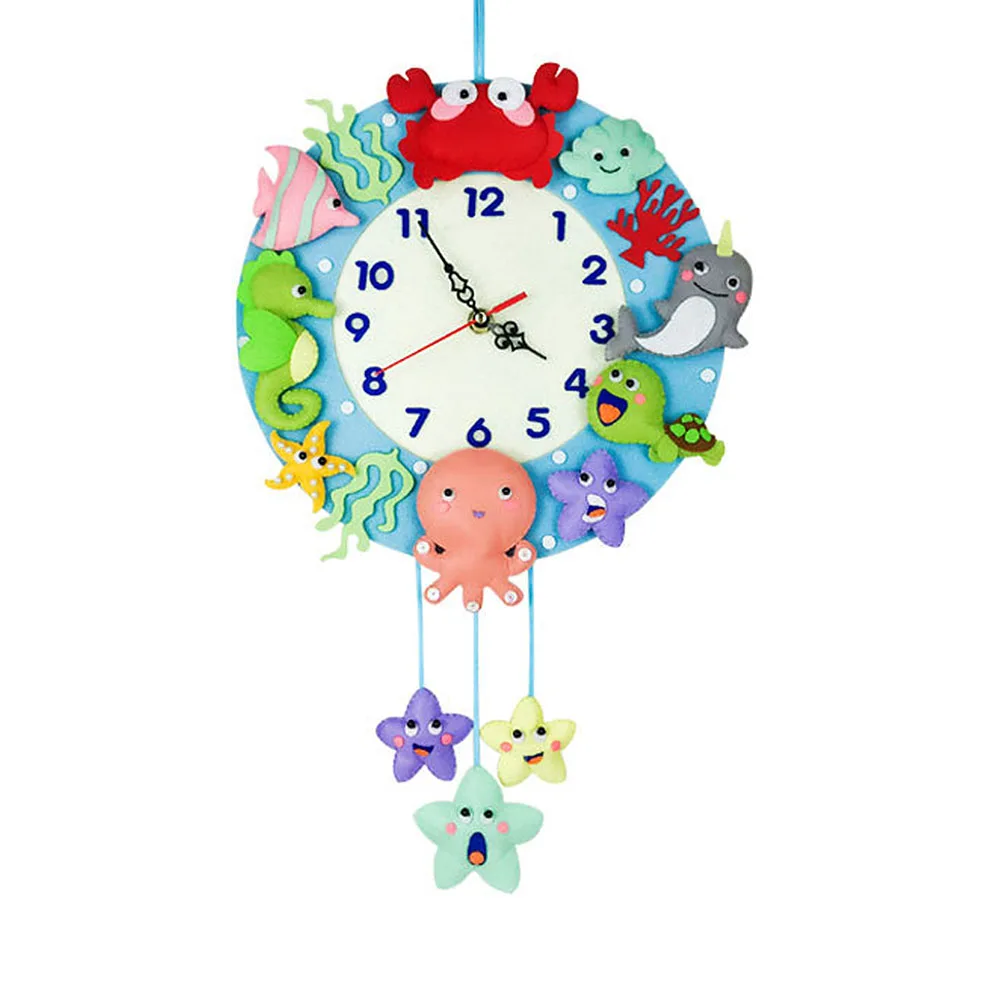 Резка милые Diy настенные часы набор резка войлочный Материал Ткань Животное стиль ручной работы ткань часы детская игрушка сделай сам - Color: 3