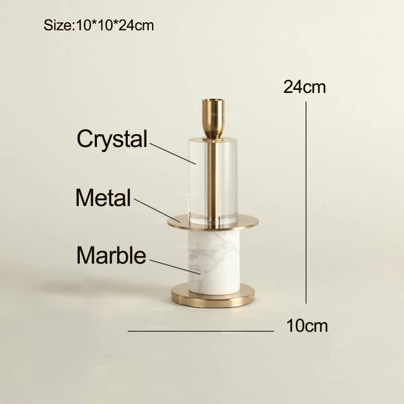 Невский Декор для дома подсвечник черный мрамор цилиндр подсвечник золотой металлический держатель белый мрамор подсвечник хрустальные аксессуары - Цвет: A-10x24cm