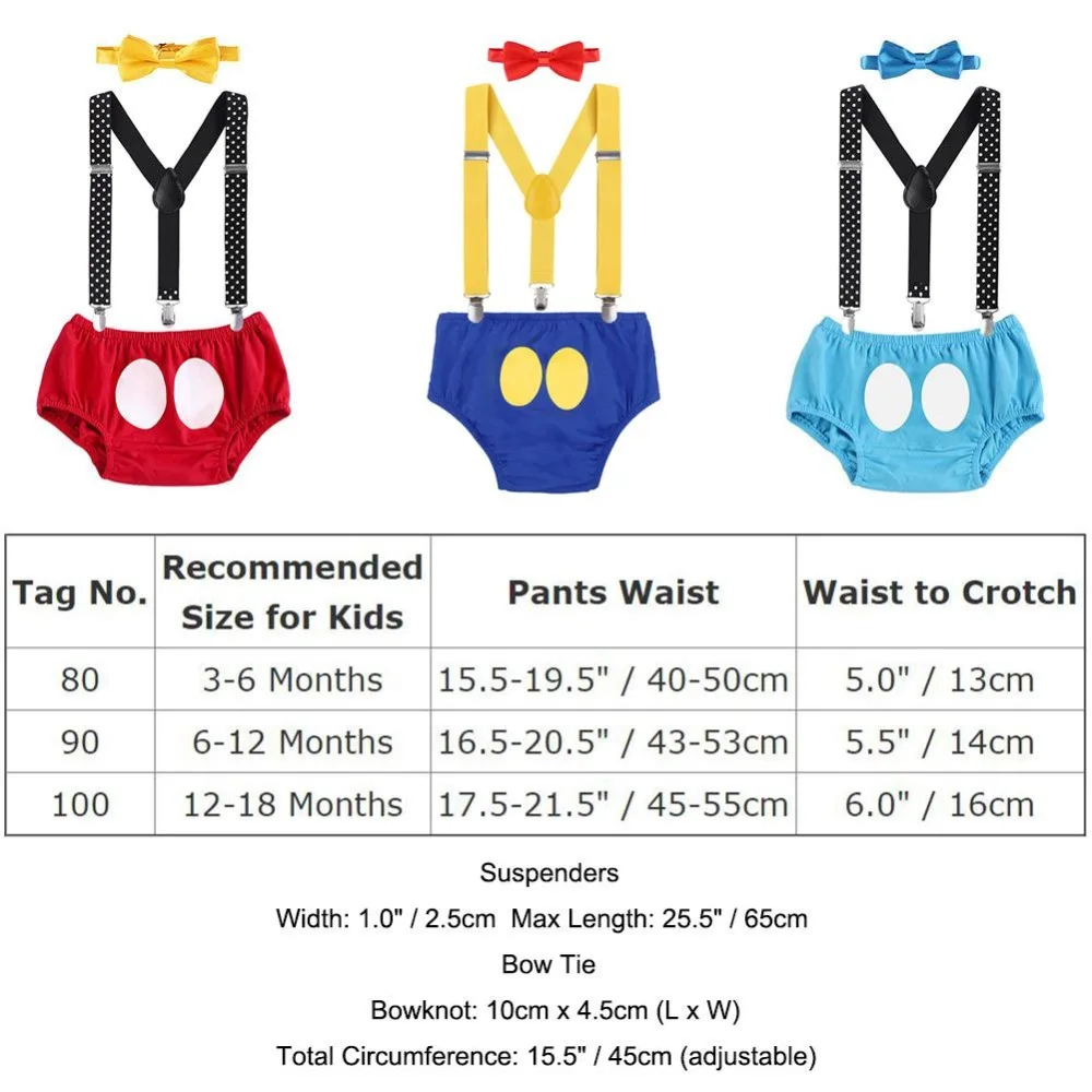 Cake Smash Baby Clothes Cute Mickey Mouse Cosplay Outfit Birthday 1st Birthday for Boy Girls Suspender Outfit Photography Props