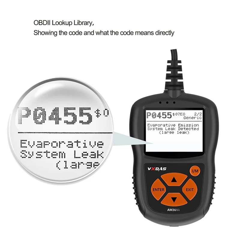 VXDAS OBD2 сканер AM3011 автомобильный диагностический инструмент с CAN фонариком/устройство для считывания ошибок двигателя ECU ECM ODB инструмент для автоматического сканирования