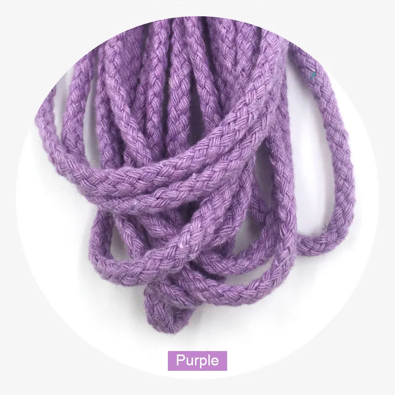 ZYFMPTEX самая дешевая 5 метровая длина 5 мм цветная хлопчатобумажная веревка 14 цветных декоративных шнуров для рукоделия дома - Цвет: purple